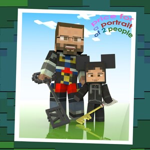 Dad gift idea. Birthday gift. Custom cartoon portrait. Personalized illustration. minecrafter gift for men, for friend, gift for boyfriend.