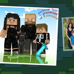 Einzigartige Geschenkidee. Minecraft Geschenk. Familienporträt. Illustration Porträt. Geschenk für Mann. Pixel-Porträt. personalisiertes Geschenk für Vater