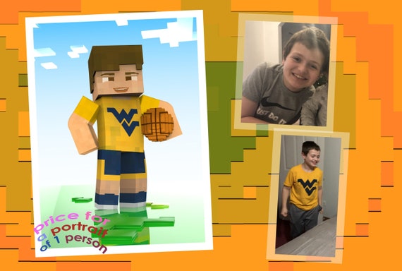 Custom kids gift. Personalized kids portrait. Gift for boys. Gift for brother. birthday gift for boys. 10 year birthday. minecraft gift
