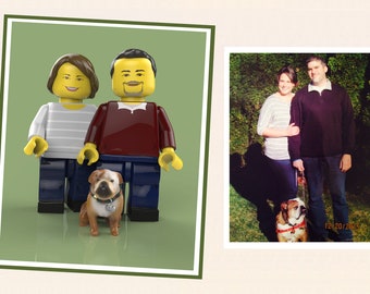 Custom portrait of 1 person and 3 pets. Anniversary gift. Birthday gift. Custom illustration. Gift idea. Digital download personalized art