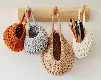 Crocheted hanging basket, hanging bag, storage basket, children's room organizer, toy storage, children's room decoration, utensil