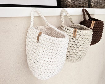 Crochet Hanging Baskets, Home Wall Decoration, Hallway Hanging Storage Bag, Bathroom Storage, Housewarming Present, Autumn Decor