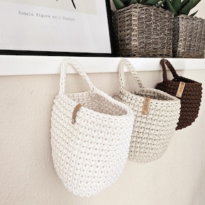 Crochet Hanging Baskets, Home Wall Decoration, Hallway Hanging Storage Bag, Bathroom Storage, Housewarming Present, Autumn Decor