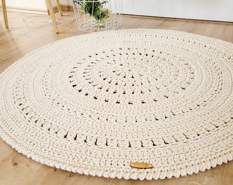 Handmade children's room rug, round, handcrafted, children's room decor, living room rug, christening gift idea