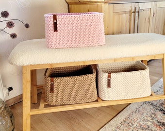Crocheted basket, changing table organizer - shelf basket - baby room decoration - children's storage basket - toy storage - gift for birth