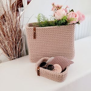 Crocheted square basket, toy storage, children&#39;s room decoration, utensil, gift idea, Christmas gift, bathroom storage