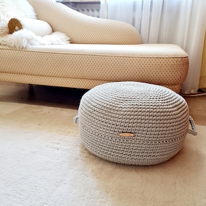 Pouf Ottoman crocheted, baby room decoration, floor cushion, seat cushion, Scandinavian children's room decor, crochet stool children's room, seat stool