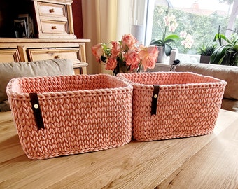 Panier carré au crochet, rangement jouets, décoration chambre enfant, ustensile, idée cadeau, cadeau Noël, rangement salle de bain