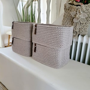 Gehaakte vierkante mand, bodemsilo, kinderkamerdecoratie, mandopslag, cadeau-idee, kerstcadeau, badkameropslag