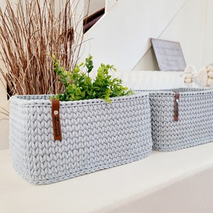 Crocheted square basket, toy storage, children&#39;s room decoration, utensil, gift idea, Christmas gift, bathroom storage