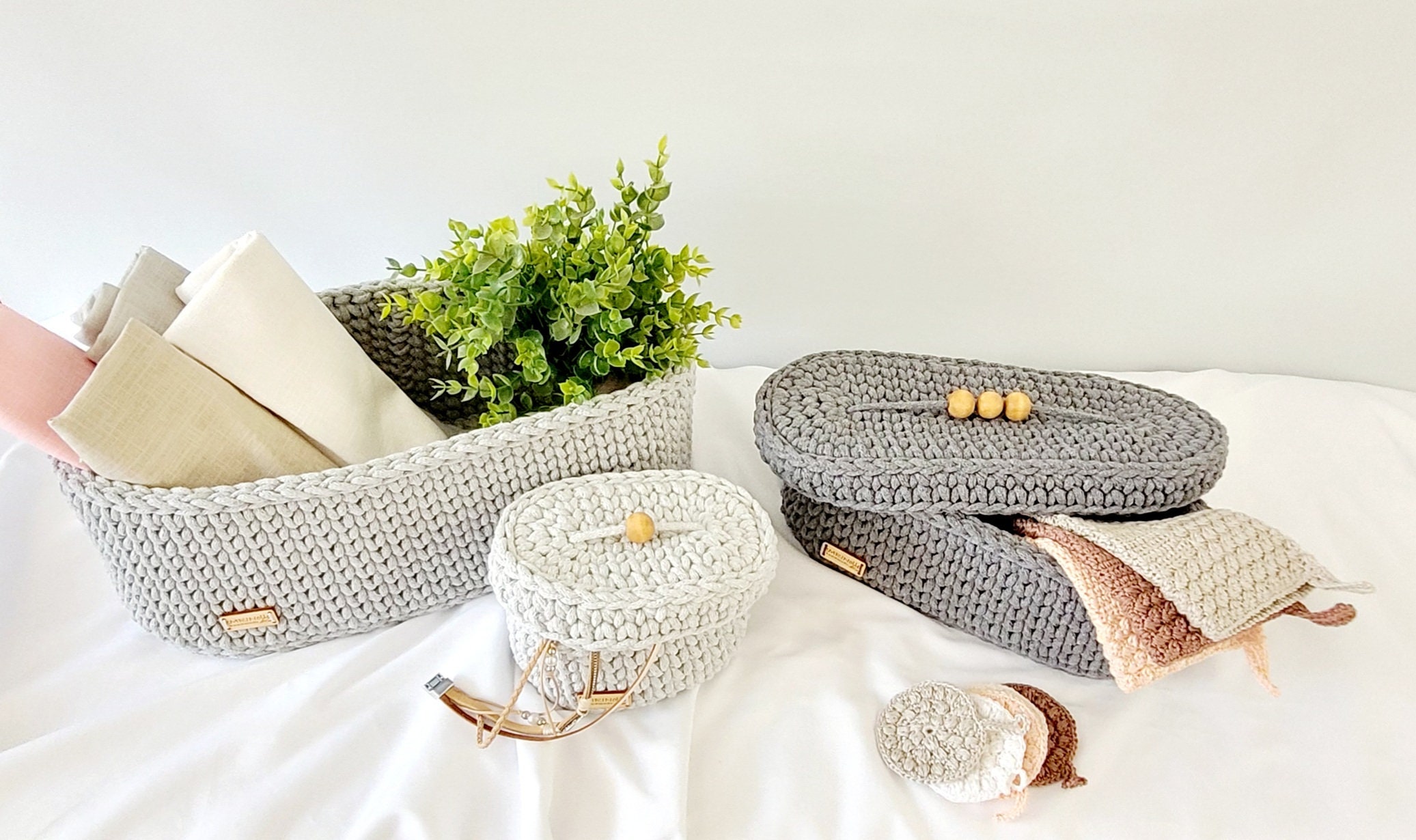 2er Set Geflochtene Aufbewahrungskörbe Baumwolle - Quadratische Körbe Für Bad, Küche & Wohnzimmer