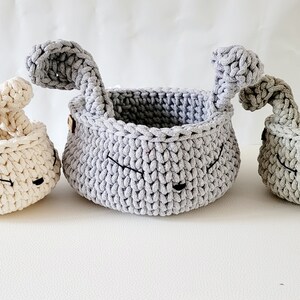 Bunny basket, crocheted utensil holder, baptism gift idea, bunny basket, nursery decoration, baby equipment, baby shower gift, baby room storage