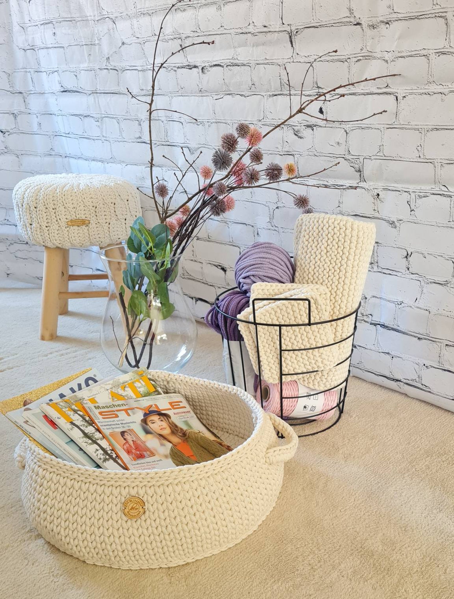 Handgewebter Zeitschriftenständer 35x36cm - Aufbewahrungskorb Für Büro & Wohnzimmer