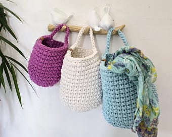 Cesto portafrutta da appendere – borsa portaoggetti pratica per il bagno, organizer per fasciatoio – elegante decorazione per l'ingresso e per l'autunno