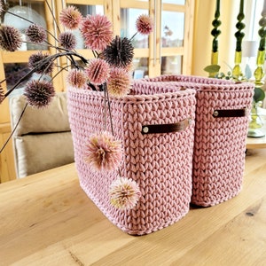 Square high basket - crocheted storage basket, basket for the bathroom, baby room decor, baskets for children&#39;s rooms, housewarming gift ide