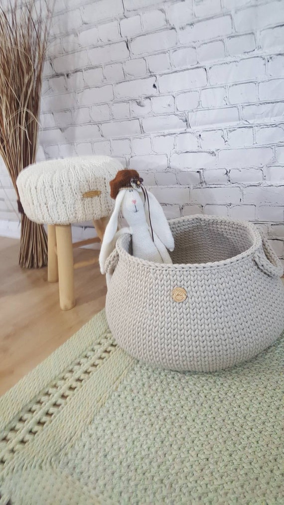 Groer Aufbewahrungskorb gehkelt, grau Spielzeug Aufbewahrungstasche,  Aufbewahrungskorb fr Kinder, groer Wschekorb, Scandi Home-Dekor - Etsy.de