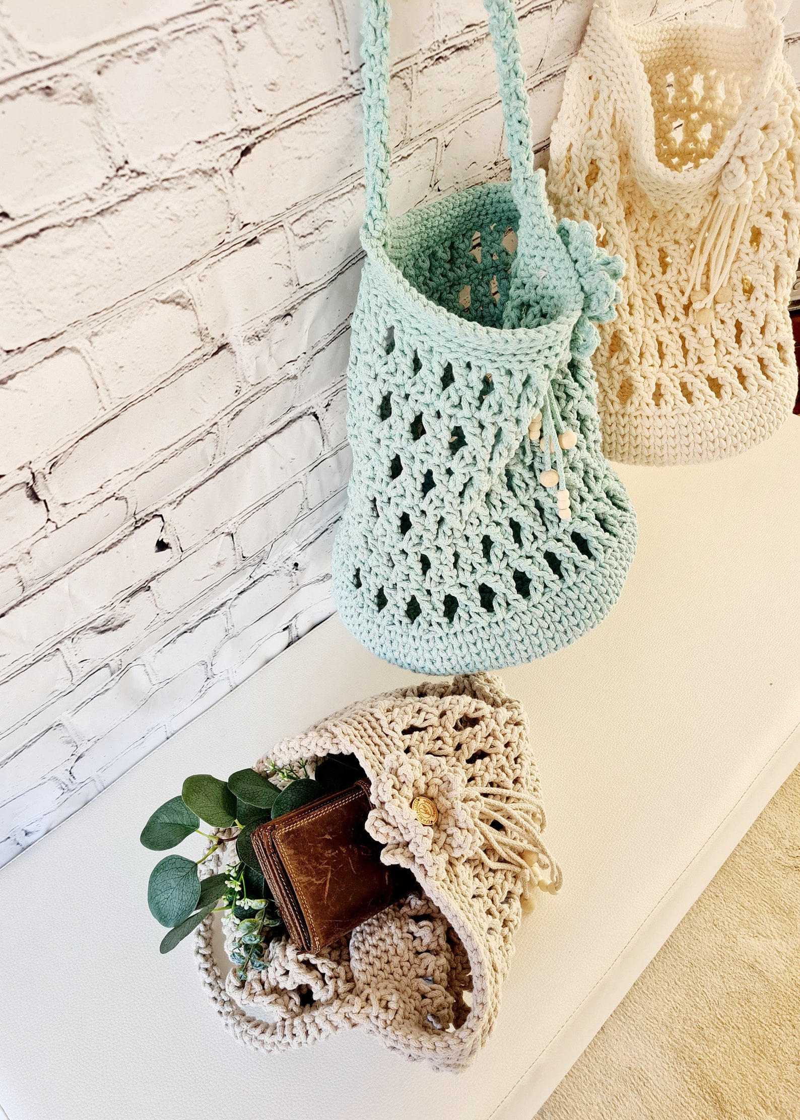 Wiederverwendbare Netz-Umhängetasche - Umweltfreundliche Canvas Tragetasche 23x21cm