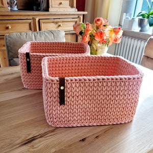 Crocheted square basket, toy storage, children&#39;s room decoration, utensil, gift idea, Christmas gift, bathroom storage