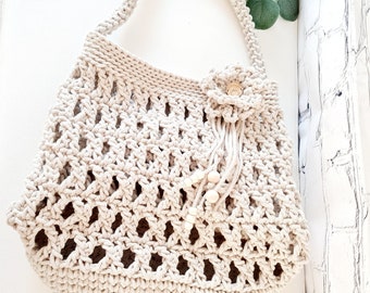 Sac à main bandoulière, sac à main, sac en filet, sac à moelle crochet, sac boho, sac, cadeau pour elle, sac en macramé, sac à provisions