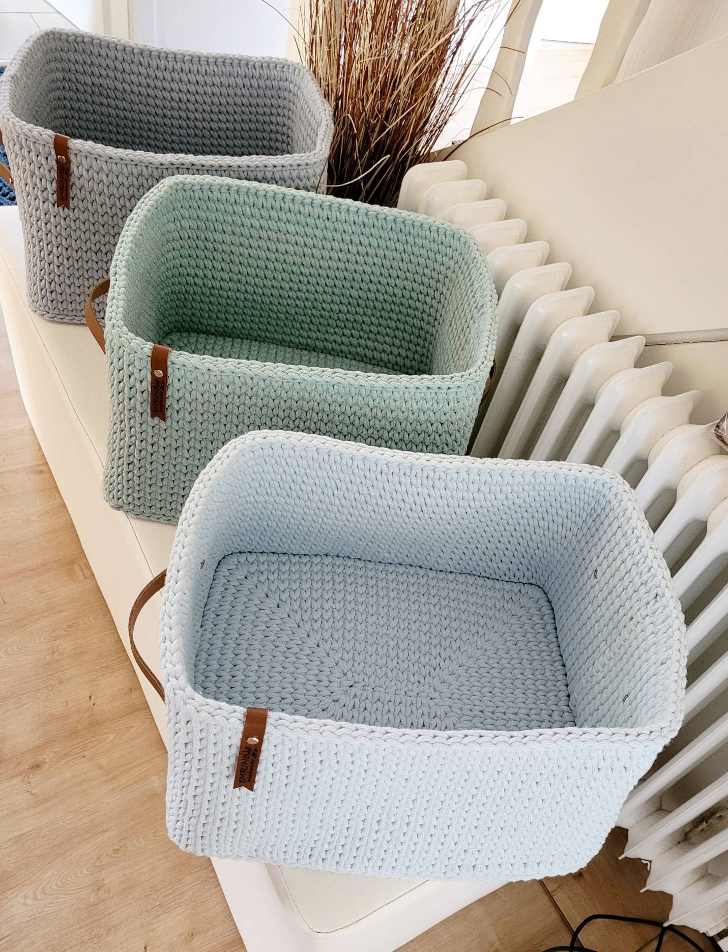 Korb gehäkelt eckig hoch Untensilo Kinderzimmer deko Korb - Etsy.de