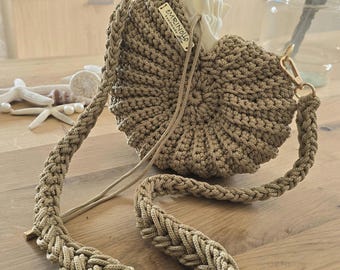 Bolso de ganchillo con forma de concha, bolso de hombro veraniego con asas, bolso elegante, ligero, elegante y hecho a mano, concha de poliéster.