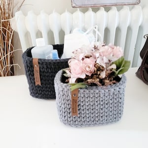 Mand gehaakt vierkant, Untensilo, kinderkamerdecoratie, mandopslag, cadeau-idee, kerstcadeau, badkameropslag