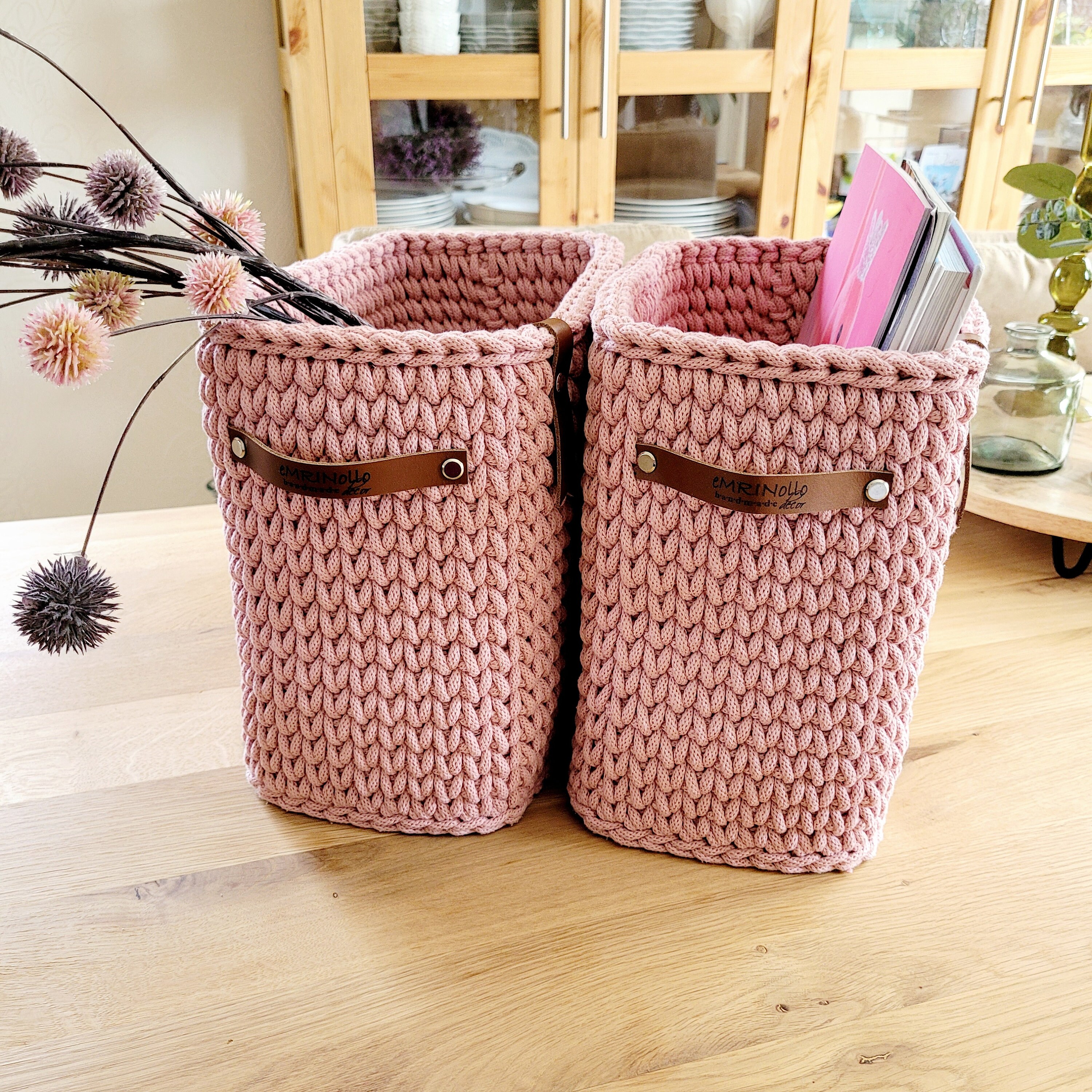 Square High Basket - Crocheted Storage Basket, Basket for the Bathroom ...