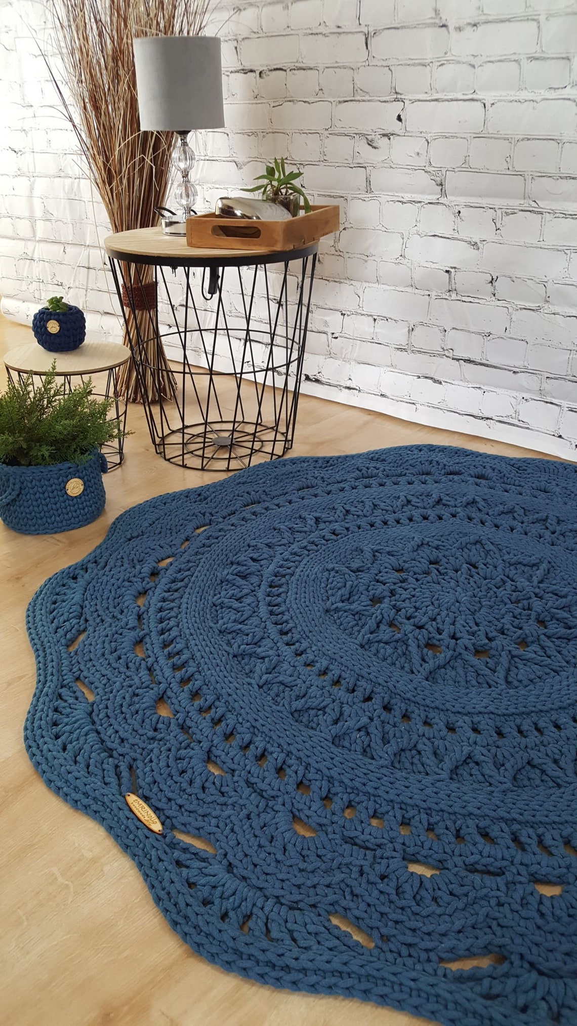Tapis rond crocheté salle à manger tapis neutre tapis | Etsy