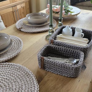 Storage Basket Key Tray Desk Organizer – Handmade Crochet Bin for Nursery, Kitchen, Bathroom | Minimalist Gift & Scandinavian Style