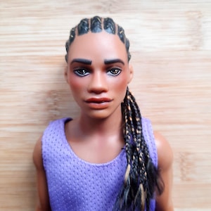 Ooak blonde/black braided male doll