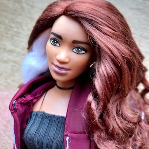 Ooak brown/white curvy doll