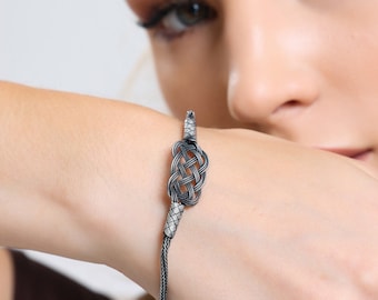 Silver HANDMADE BRAIDED BRACELET, Unique Design Bracelet