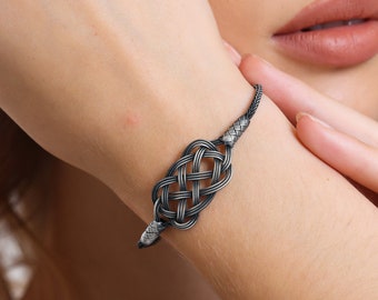 Braided HANDMADE BRACELET, Thin Silver Bracelet, Unique Design Bracelet, Dainty Bracelet, Unisex Bracelet