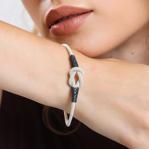 Woven Pure Silver Braided Bracelet - Two Tone Knot Design
