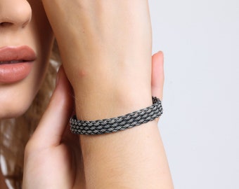 Sterling Silver Chain Bracelet - Handmade Weaved Bracelet for Men and Women - Unique Gift for Boyfriend