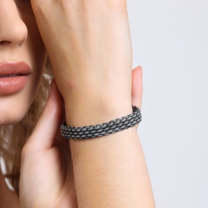 Sterling Silver Chain Bracelet Handmade Weaved Bracelet for Men and Women Unique Gift for Boyfriend image 1
