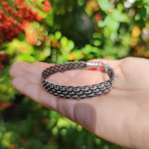 Sterling Silver Chain Bracelet Handmade Weaved Bracelet for Men and Women Unique Gift for Boyfriend image 7