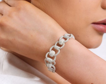 Handcrafted Silver Braided Bracelet - Unique and Stylish Statement Piece for Your Special Day