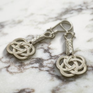 999 Silver Love Knot Studs: Handmade Kazaziye Earrings