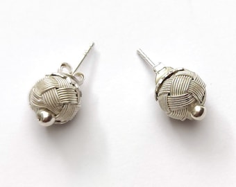Elegant Handcrafted Sterling Silver Woven Earrings - Enhance Your Style with Sophisticated Charm