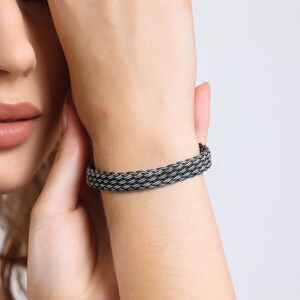 Sterling Silver Chain Bracelet Handmade Weaved Bracelet for Men and Women Unique Gift for Boyfriend image 9