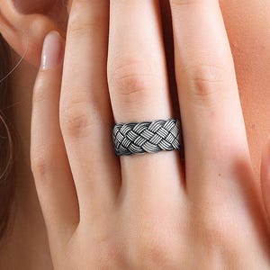 Multi Layer Thumb Ring-Chunky Silver Ring-Present-Christmas Gifts For Her-Dainty Open Adjustable Boho Ring-Weaved-Jewelry For Woman