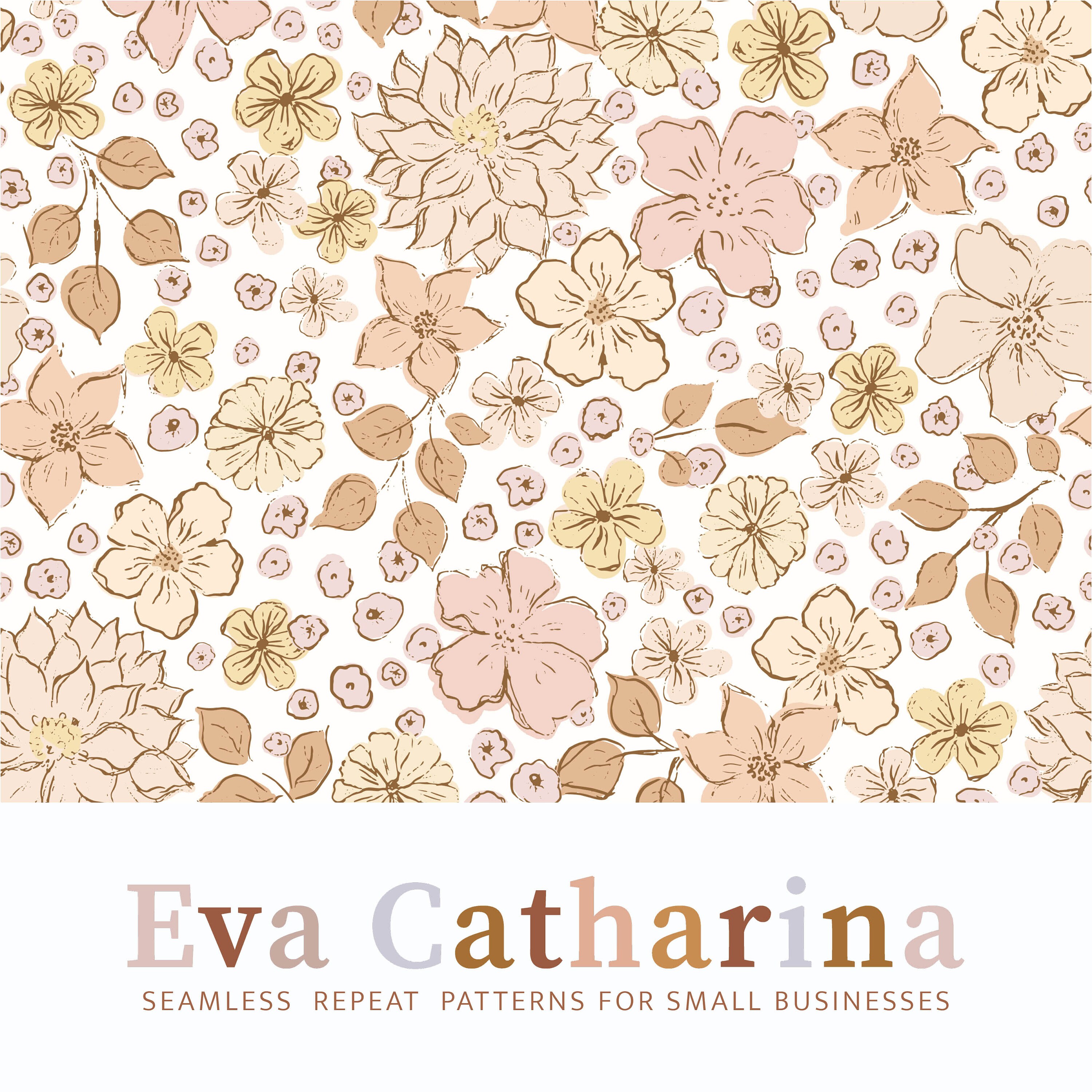 Summer floral bohemian seamless repeat pattern file ,  seamless pattern for fabric, commercial license pattern