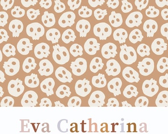 Caramel Skulls Seamless Pattern: Fabric Design (JPEG Digital Download)