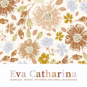 spring summer flowers bohemian vintage seamless repeat pattern file ,  seamless pattern for fabric, commercial license pattern