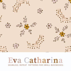 spring summer flowers bohemian vintage seamless repeat pattern file ,  seamless pattern for fabric, commercial license pattern