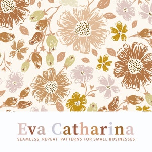 spring summer flowers bohemian vintage seamless repeat pattern file ,  seamless pattern for fabric, commercial license pattern