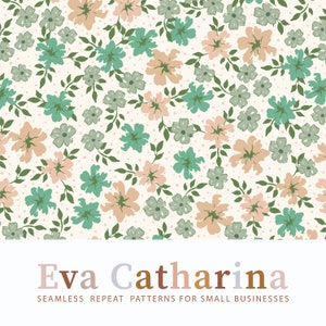 spring summer flowers bohemian vintage seamless repeat pattern file ,  seamless pattern for fabric, commercial license pattern