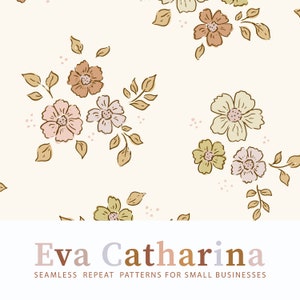 spring summer flowers bohemian vintage seamless repeat pattern file ,  seamless pattern for fabric, commercial license pattern