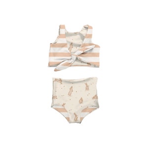 Girls Colorful Easter Eggs Pattern Buttery Soft Swimsuit - UPF 50+ With Double Layered Front